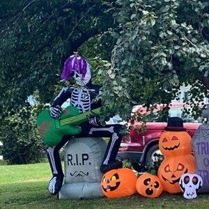 7Feet Rock Jack on Tombstone Halloween Inflatable Decorations with LED Light